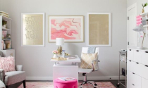Ý tưởng trang trí góc làm việc ngọt ngào với tông màu hồng