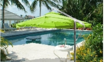 Góc sân vườn với dù che đẹp mắt 