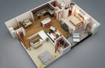 Mẫu thiết kế căn hộ 2 phòng ngủ đẹp năm 2020