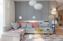 Căn hộ trẻ trung khi được trang trí màu hồng kết hợp xám nhẹ
