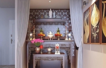 7 mẫu rèm cửa phòng thờ đẹp, hợp phong thủy hiện nay