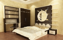 Phối hợp nội thất phòng ngủ cùng tông màu kem 