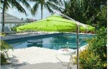 Góc sân vườn với dù che đẹp mắt 