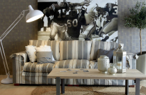 Phòng khách ấn tượng với sofa màu nâu trầm