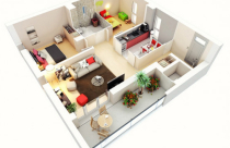 Các cách bố trí căn hộ 2 phòng ngủ