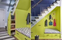 Không gian lưu trữ tại cầu thang cho nhà phố hiện đại