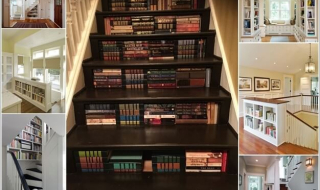 Thiết kế cầu thang độc đáo lưu trữ sách
