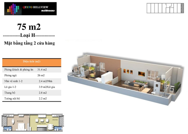 Thiết kế shophouse tầng 1-2 chung cư Quế Võ HillView diện tích 145-217m²