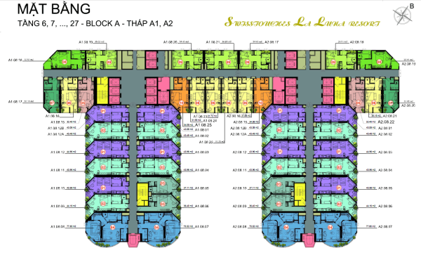 Mặt bằng condotel Swisstouches La Luna Resort Nha Trang