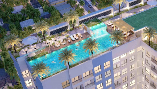 Phối cảnh skypool nằm trên tầng thượng tại căn hộ Ventosa quận 5