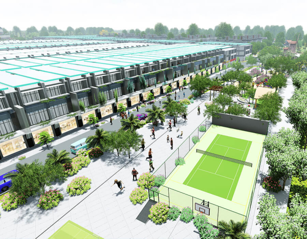 Phối cảnh sân tennis và khu vui chơi dành cho trẻ em rộng 5.120m2 tại Seaway Bình Châu