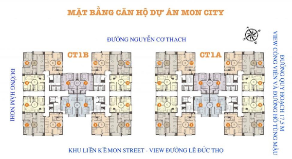 Mặt bằng tổng thể khu cao tầng của dự án Mon City Mỹ Đình