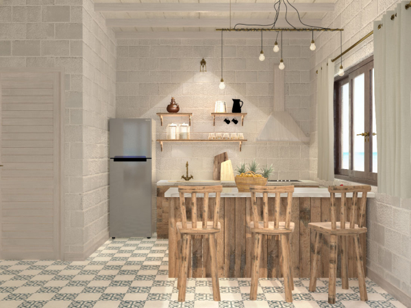 Phòng bếp tại nhà mẫu dự án khu biệt thự Perolas Villa tỉnh Bình Thuận