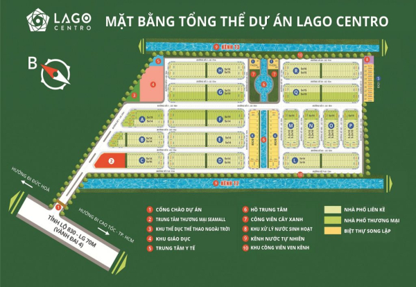 Mặt bằng phân lô Lago Centro Long An 