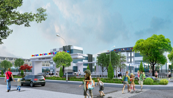 Phối cảnh trường Yên Thanh sắp hình thành trong dự án Uông Bí New City