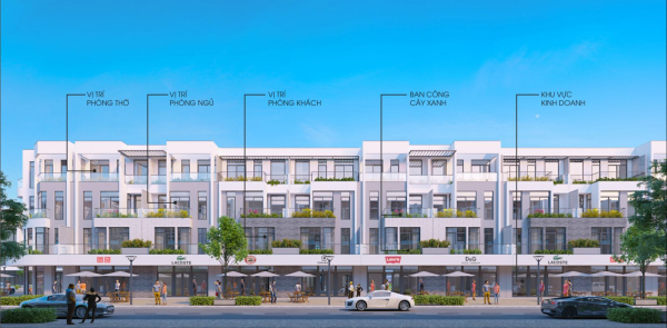 Phối cảnh dãy shophouse Special Gold – khu đô thị Kim Long City