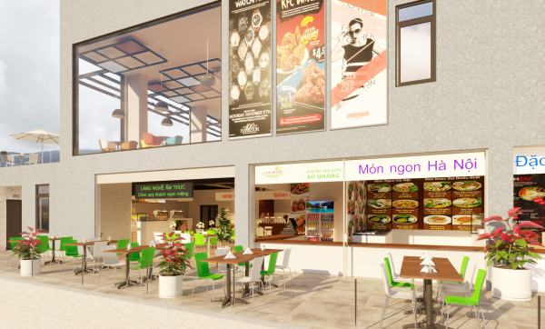 Phối cảnh khu foodcourt trong siêu thị du lịch làng nghề (Đà Lạt Travel Mall)