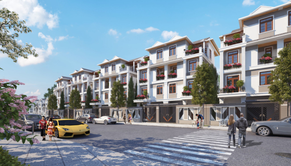 Phối cảnh biệt thự song lập dự án Bách Việt Lake Garden