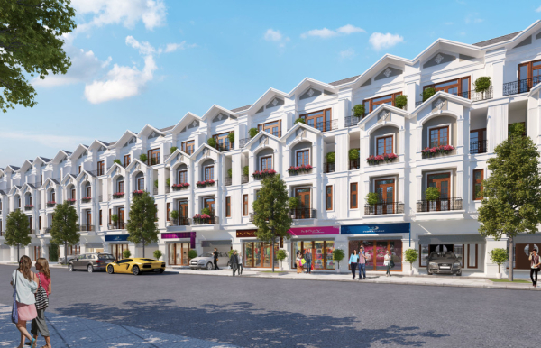 Phối cảnh nhà liền kề shophouse thương mại Bách Việt Lake Garden