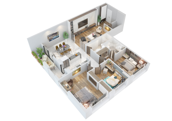 Hình ảnh 3D căn hộ loại B Legacy Hà Nội