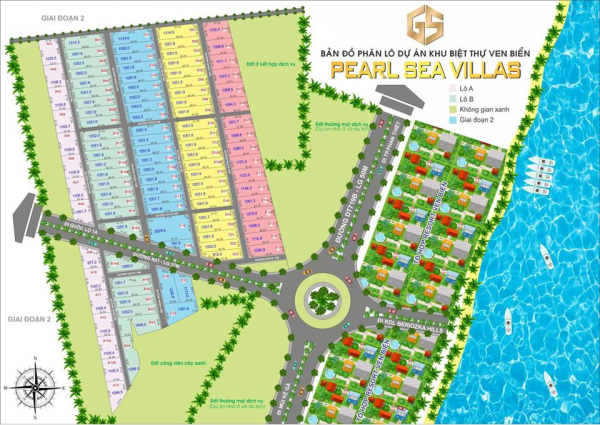 Mặt bằng phân lô dự án khu đất nền xây biệt thự ven biển Pearl Sea Villas Phan Thiết