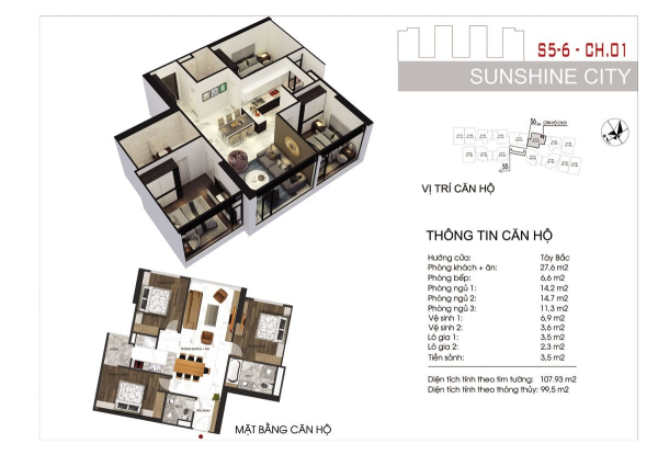 Mặt bằng căn hộ điển hình (căn hộ 01) tại dự án Sunshine City Sài Gòn quận 7