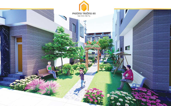 Hình ảnh minh họa công viên cây xanh và không gian giải trí công cộng tại khu đô thị Phương Trường An, mang đến môi trường sống trong lành.