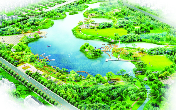 Phối cảnh hồ cảnh quan ngay giữa trung tâm khu đô thị Phú Mỹ