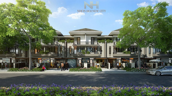 Phối cảnh nhà liên kế thương mại dự án khu đô thị sinh thái Nhơn Hội New City