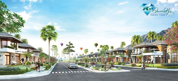 Phối cảnh đường nội khu tại dự án Diamond Bay Phan Thiết