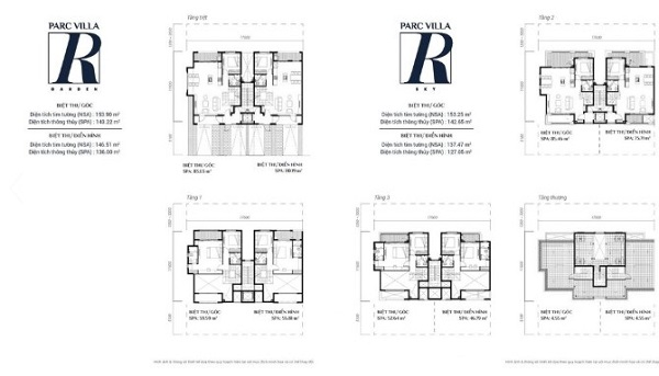 Mặt bằng chi tiết biệt thự Parc Villa R