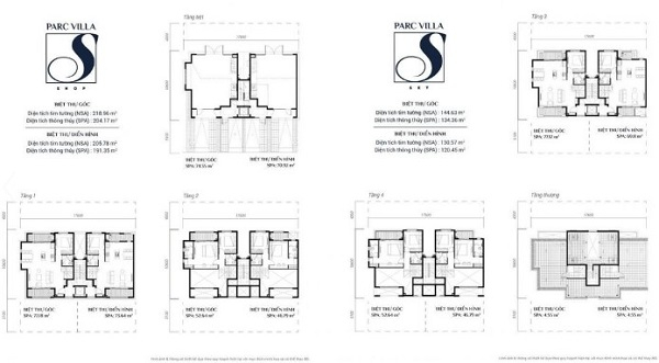 Mặt bằng chi tiết biệt thự Parc Villa S