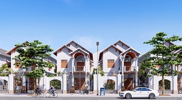 Phối cảnh mẫu biệt thự, nhà liền kề và đường nội khu tại dự án khu dân cư Phú Mỹ Lộc