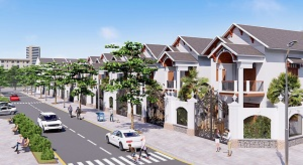 Phối cảnh mẫu biệt thự, nhà liền kề và đường nội khu tại dự án khu dân cư Phú Mỹ Lộc