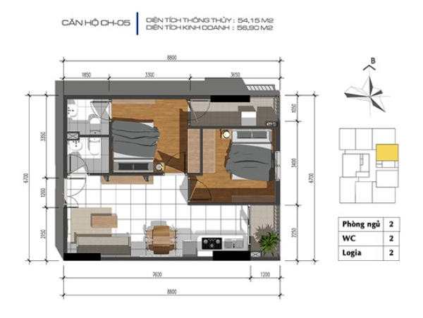 Mặt bằng tầng điển hình và các căn hộ tại dự án Tecco Tower Bình Dương