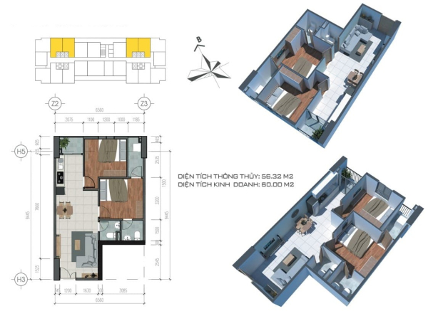 Phối cảnh căn hộ mẫu tại dự án Tecco Home An Phú