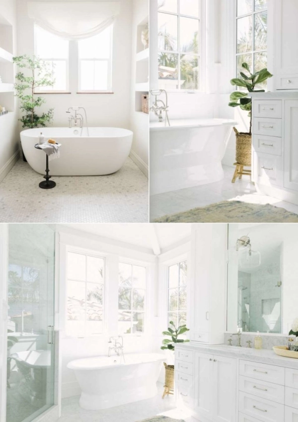 Ý tưởng thiết kế phòng tắm màu trắng