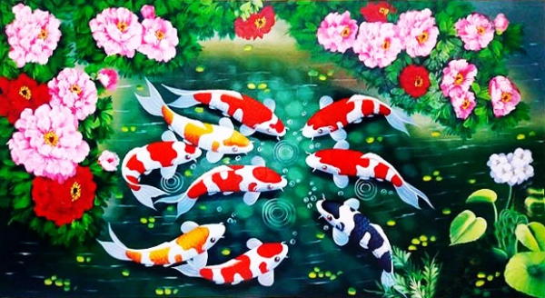 5 mẫu tranh cửu ngư quần hội đẹp, ý nghĩa