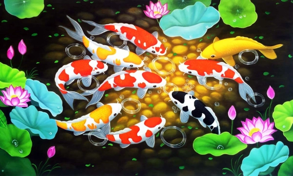 5 mẫu tranh cửu ngư quần hội đẹp, ý nghĩa
