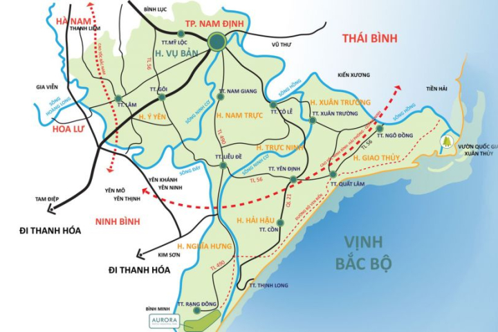 Đường bộ ven dài Nam Định - Thái Bình: \